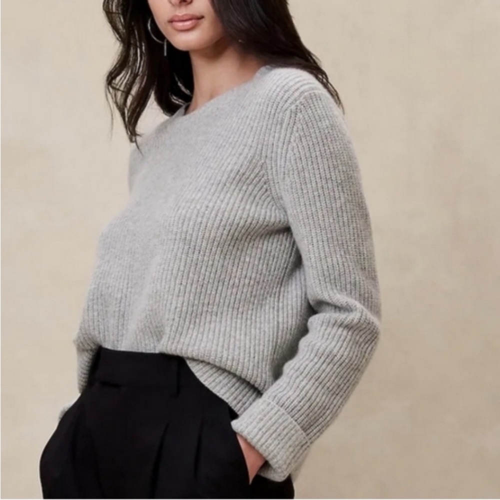 Banana Republic 100% Cashmere Lucia Fisherman Ribbed Crew Soft Oversized NWOT